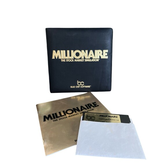 Vintage Millionaire Stock Market Simulation For Commodore 64 Blue Chip Software - Picture 1 of 5